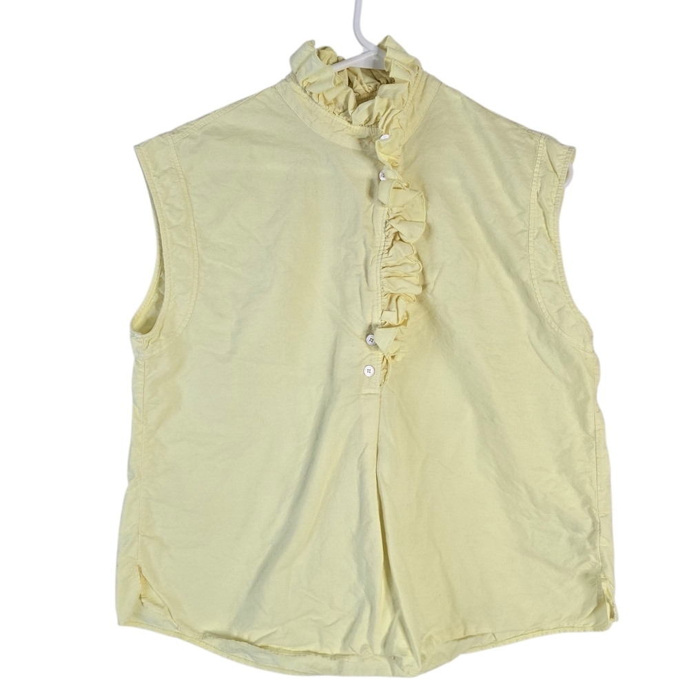 Forte Forte Italy Sleeveless Ruffle Collar Cotton Top Size 0 Made in Italy